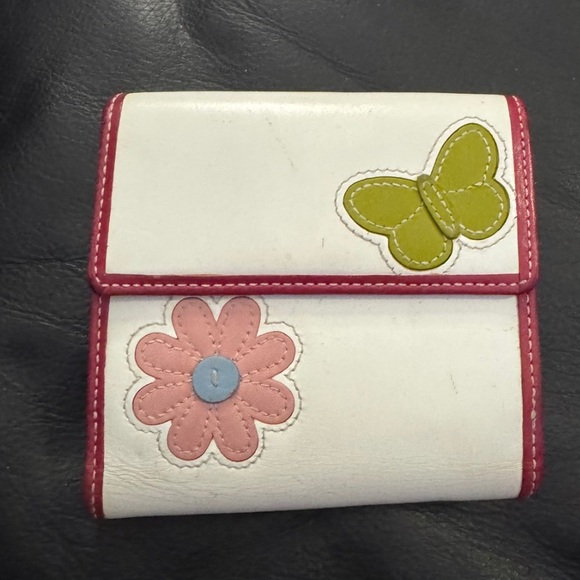 Y2K Vintage Coach 🌸Limited Edition🦋Multi Daisy Floral Butterfly Trifold Wallet - Picture 1 of 7